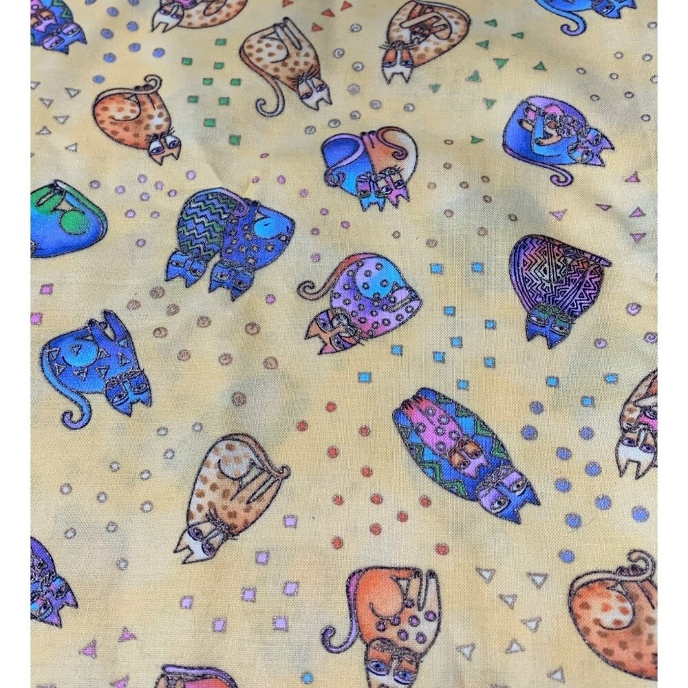 Colorful Cat Print Fabric 40" x 11" Cotton Quilting Sewing Material